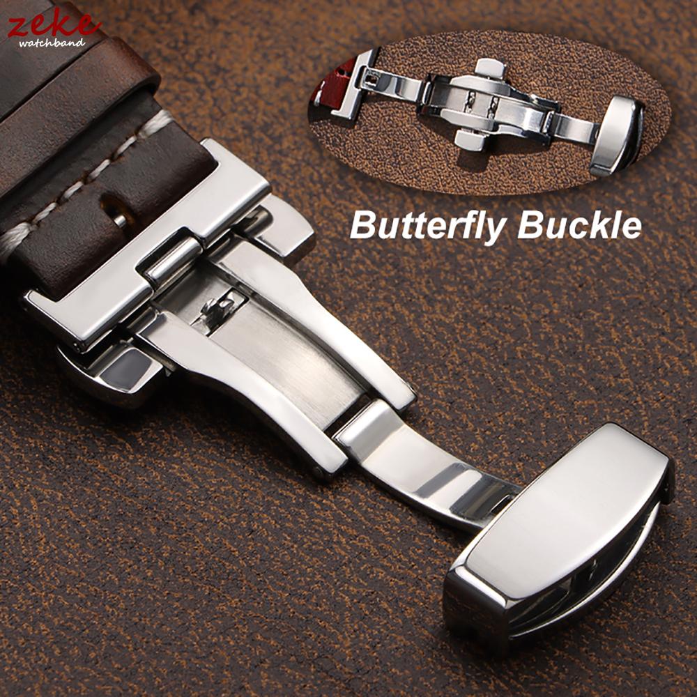 Retro Oil Wax Genuine Leather Watchband Quick Release Butterfly Buckle Calfskin Strap for Rolex 18/19/20/21/22/24mm Wristband