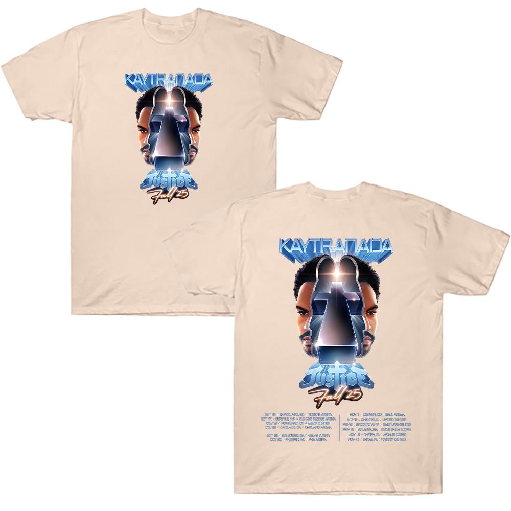 Summer New Justice Band T Shirt Kaytranada Justice Tour 2025 Short Sleeve T-shirt Top High Quality Cotton Clothing Women Men Tee