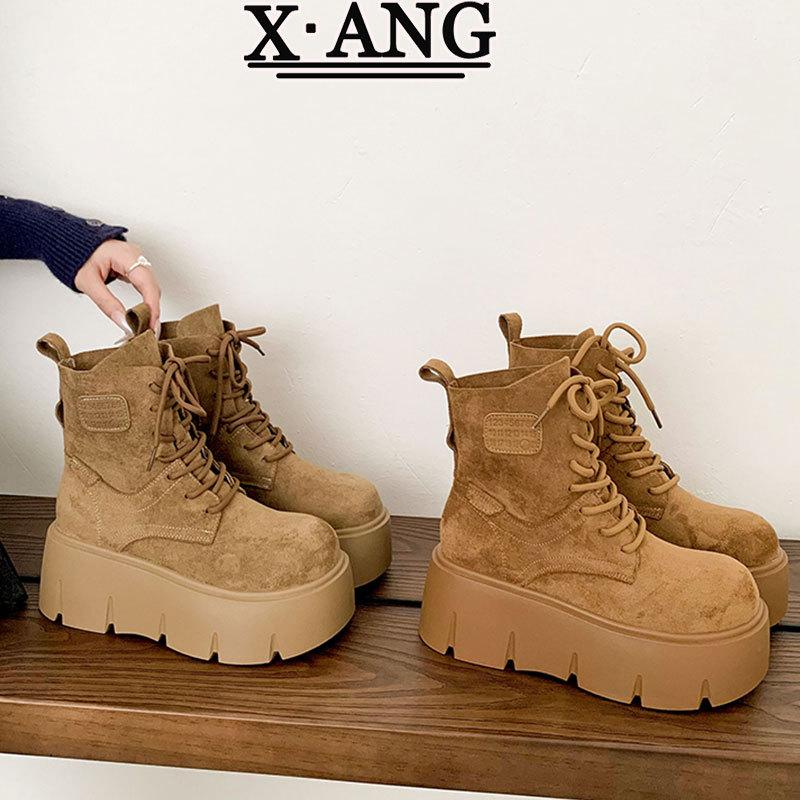 Cowhide version Martin boots children's models in the autumn of 2025 new thick-soled height-increasing and thin small short boots rhubarb boots