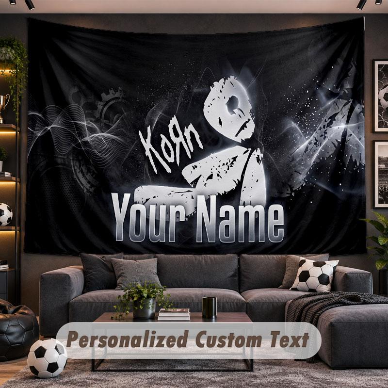 Wall Hanging Tapestry Custom NameKorn Pattern Personalized Printed Fabric Wall Decor