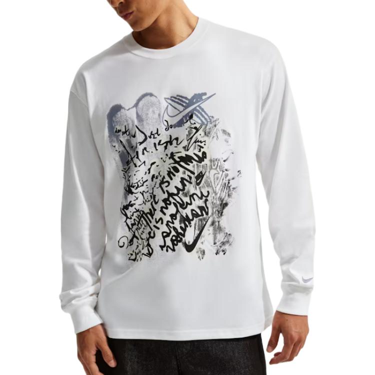 Nike Max90 T Shirts Men s White/Gray White Slate Crew Neck Moderate IQ3701-100 XL