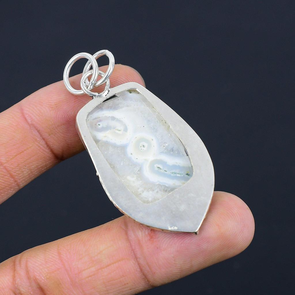 Natural Solar Moss Opal Gemstone Pendant 925 Sterling Silver Indian Jewelry