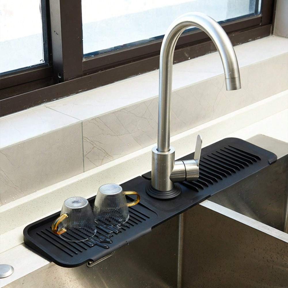 Silikon-Wasserhahnmatte | Spritzschutz für die Küchenspüle Hinter dem Wasserhahn Schutzmatte Abtropfmatte für den Spülenbereich Langlebiges und rutschfestes Design