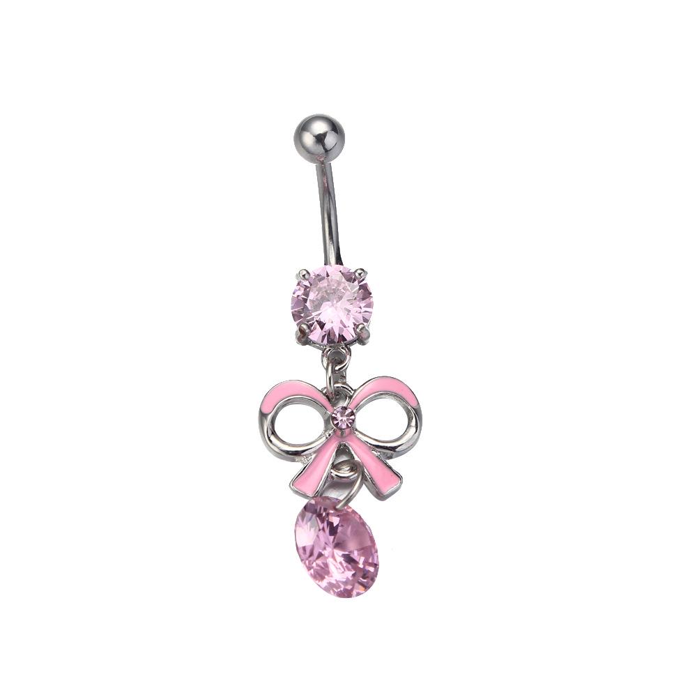 Stainless Steel Belly Button Ring with Diamond Star Pendant