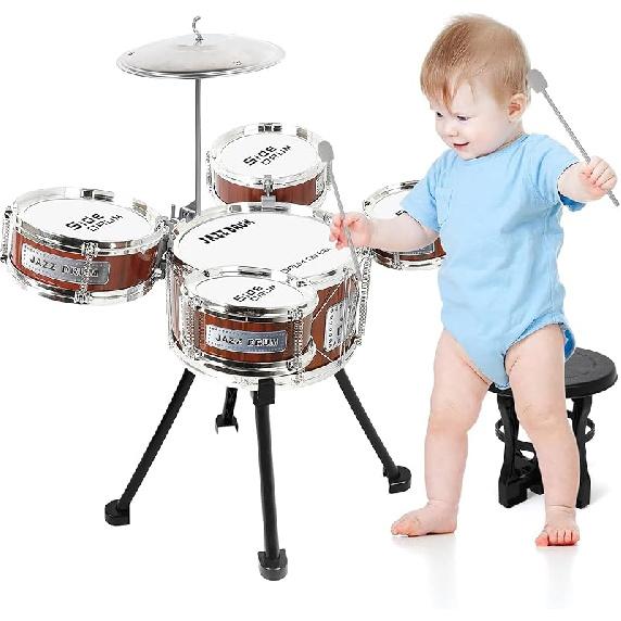 Kids Drum Set, 8 PCS Drum Set for Toddlers 1-3, Kids Jazz Drums Ages 5-7 Musical Instruments Toys for Beginner Boys Girls Gifts -Red красный