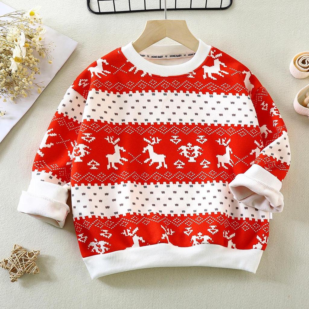 2025 New Year's Trendy Baby Fleece Sweatshirt - Warm Thickened Top for Girls & Boys