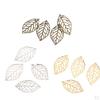 100 Pcs Hollow Filigree Charms Leaf Pendant Bracelet Crafts Making Beads - Gold