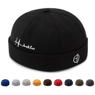 Men Hats Docker Cap Hats Beanie Sailor Cap Worker Hat Rolled Cuff Retro Brimless Hat With Adjustable