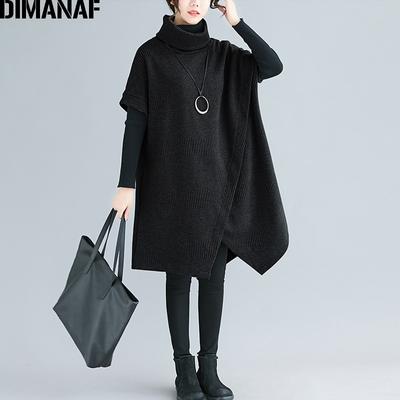 DIMANAF surdimensionné hiver automne femmes pulls sweats coton épaissir grande taille col roulé montre de sport femme manches chauve-souris en vrac