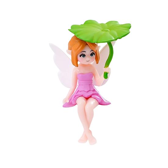 

Miniature Fairy Figurines Little Fairy Girls Ornaments with Lotus Leaf for Flower Pot Fairy Garden Moss Landscapes Home Desk Shelf Car Decor рожевий