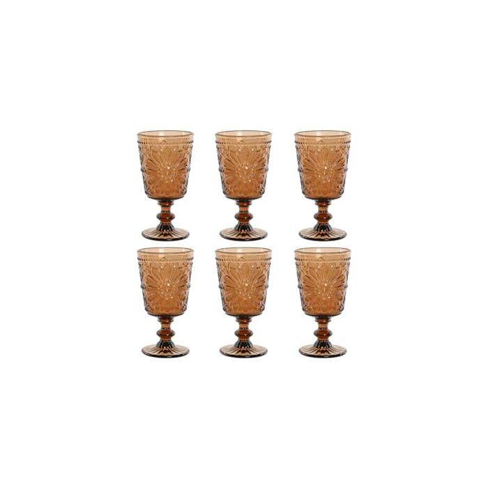 Verres à eau à pied - Home ESPRIT - Lot de 6 - 8,5 x 8,5 x 16,3 cm - Multicolore