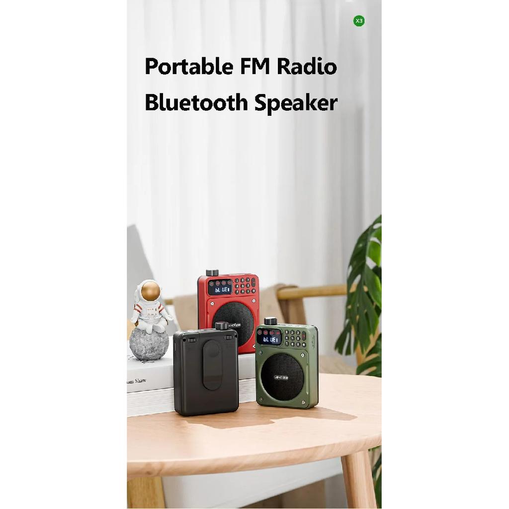 Mini Digital FM Radio HD Display 76-108mhz Radios Wireless Bluetooth 5.3 Speaker Portable Voice Amplifier with TF Card USB Slot