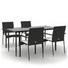 VidaXL Mobilier à dîner de jardin et coussins 5pcs Noir Résine tressée 3185122