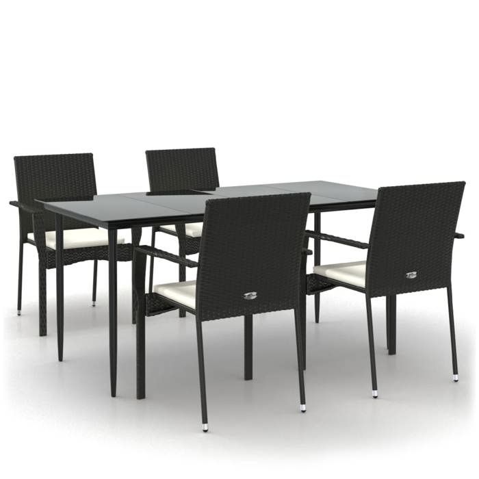 VidaXL Mobilier à dîner de jardin et coussins 5pcs Noir Résine tressée 3185122
