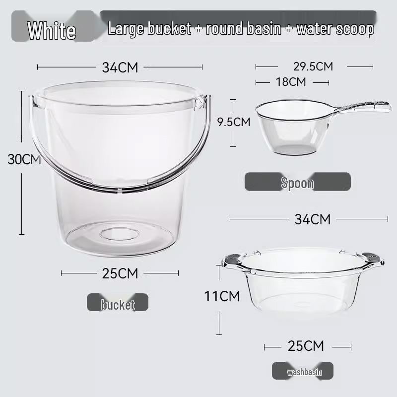 Förtjockad Transparent Plasttunna med Lock: Hushållsvattenförvaring, Tvätt- och Studentrums-användning