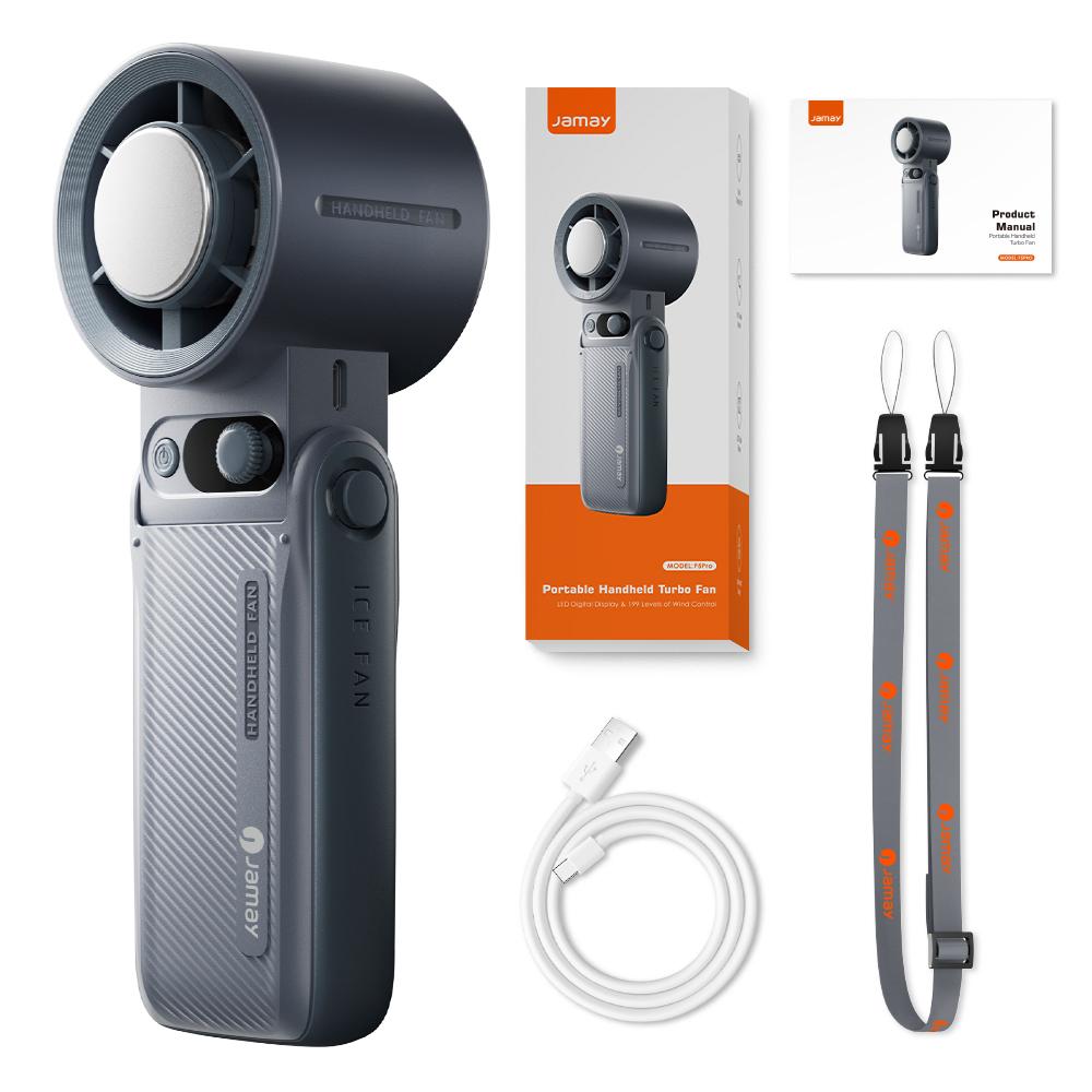 Portable Handheld Cooling Fan 199Gear Strong Wind Speed LED Digital Display 135°Foldable 3-in-1 Handheld Tubro Fan 8000mAh F5PRO