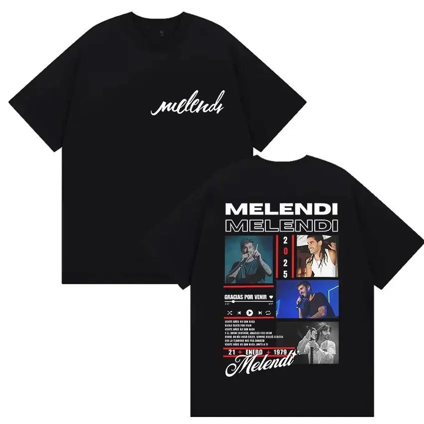 Rapper Melendi Tour 2025 Album Merch T Shirts Men's Vintage Gothic Oversized Cotton T-shirt Plus Size Streetwear Cotton Hip Hop