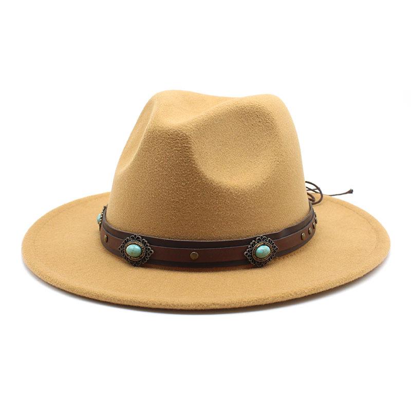 Women'S Simple Wool Top Hat White Trend Versatile Belt Men'S Jazz Hat
