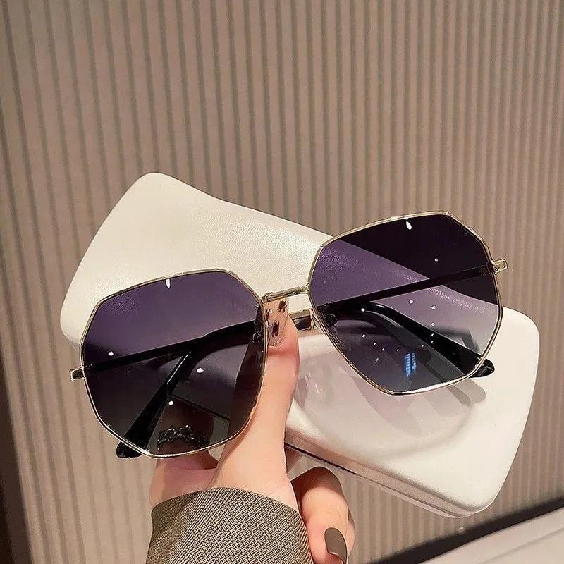 New Transparent Blue Sunglasses Women Men Polygonal Fashion Simple Style Eyewear Slimming Natural Look Unisex Glasses Uv400