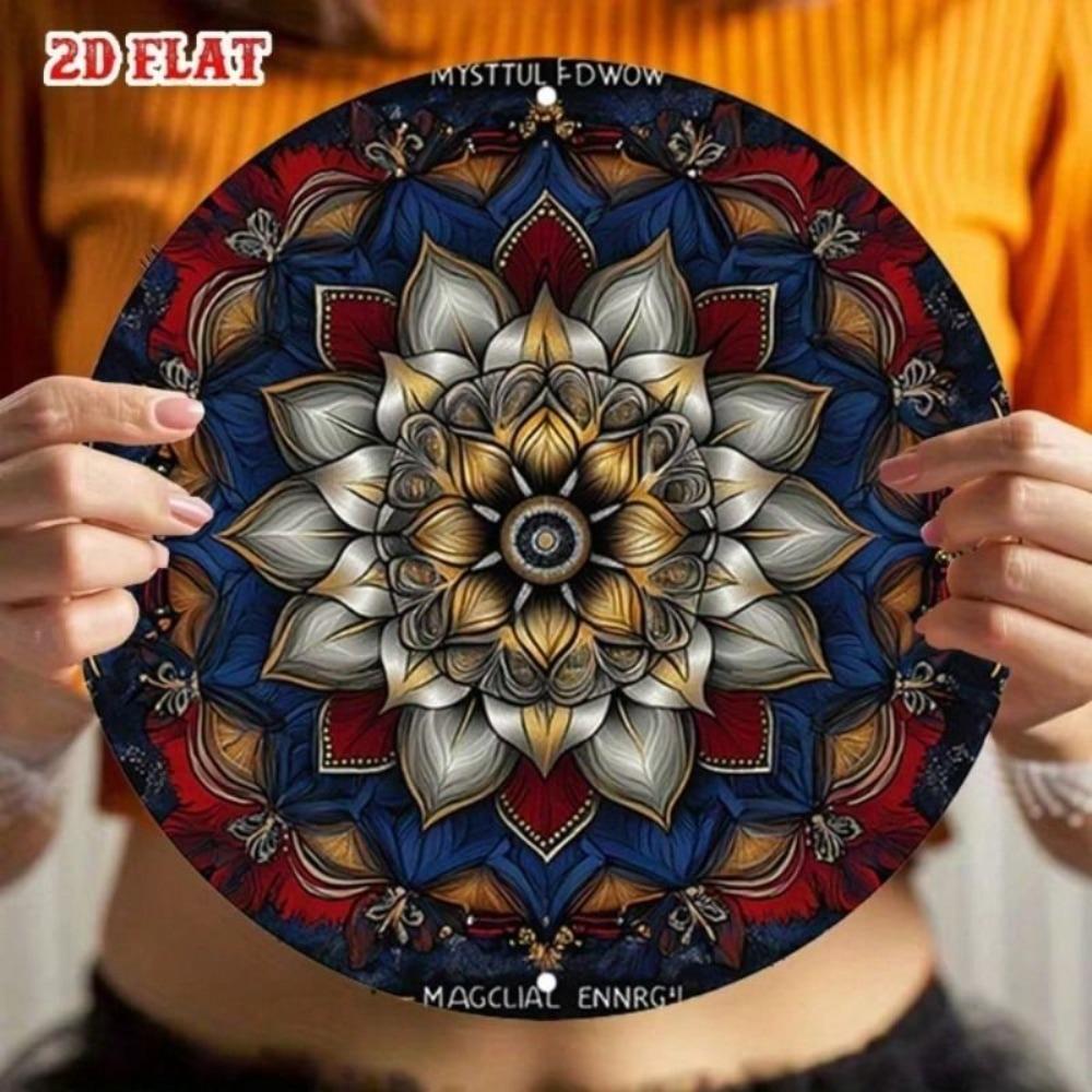 Metal Wall Art Lotus Mandala Vintage Gold Decor for Living Room