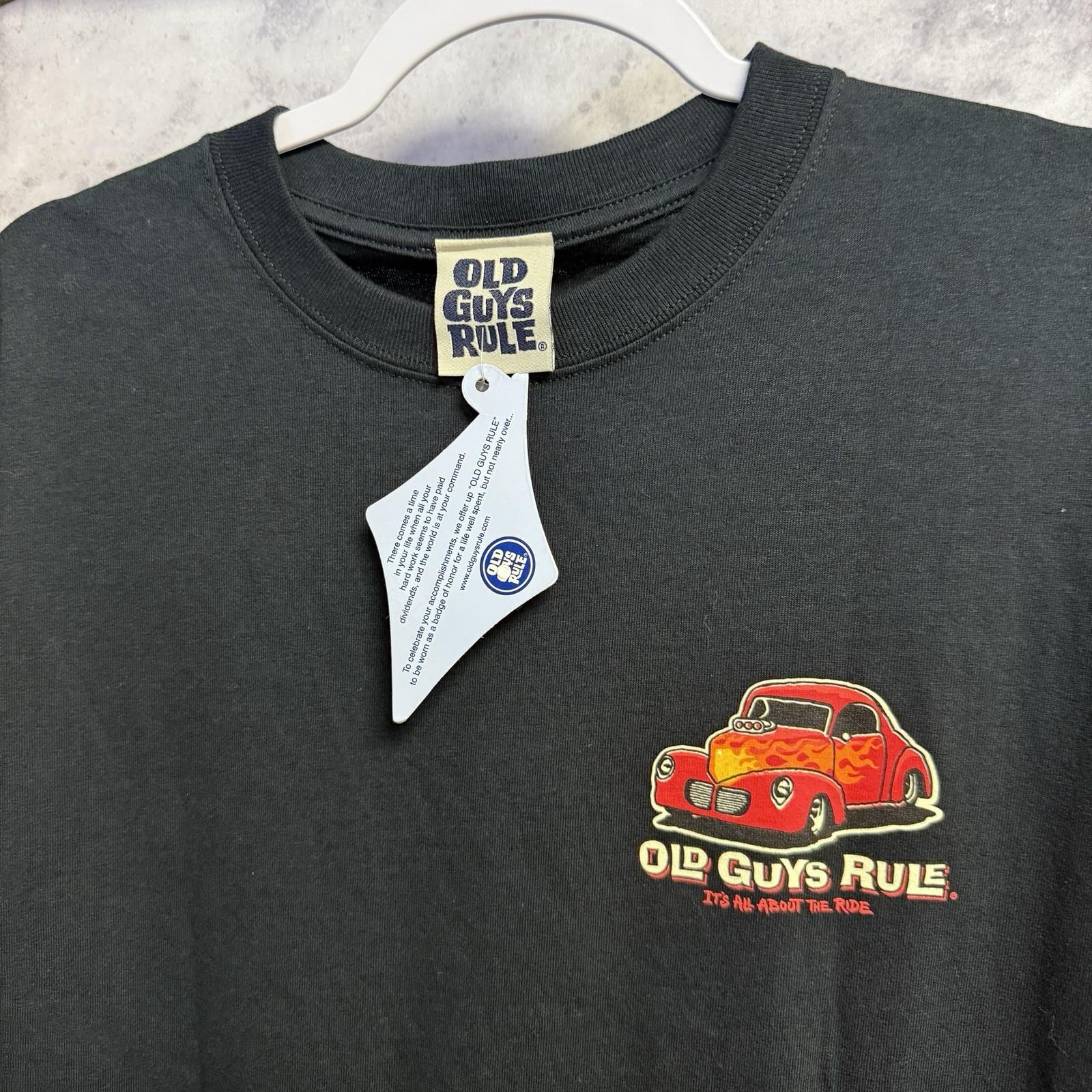 Vintage Old Guys Rule T Shirt Mens Large 21x29 Black New With Tags M