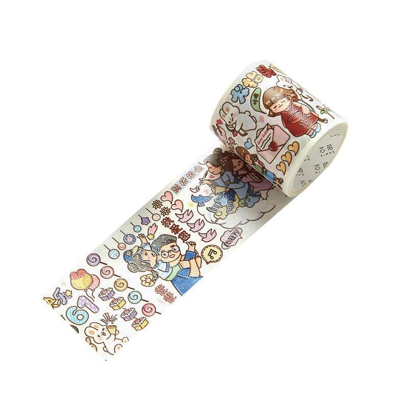 4.5*300cm 1roll Cute Cartoon Washi Tape Set, Kawaii Journal Decorations, DIY Scrapbooking Stickers for Girls