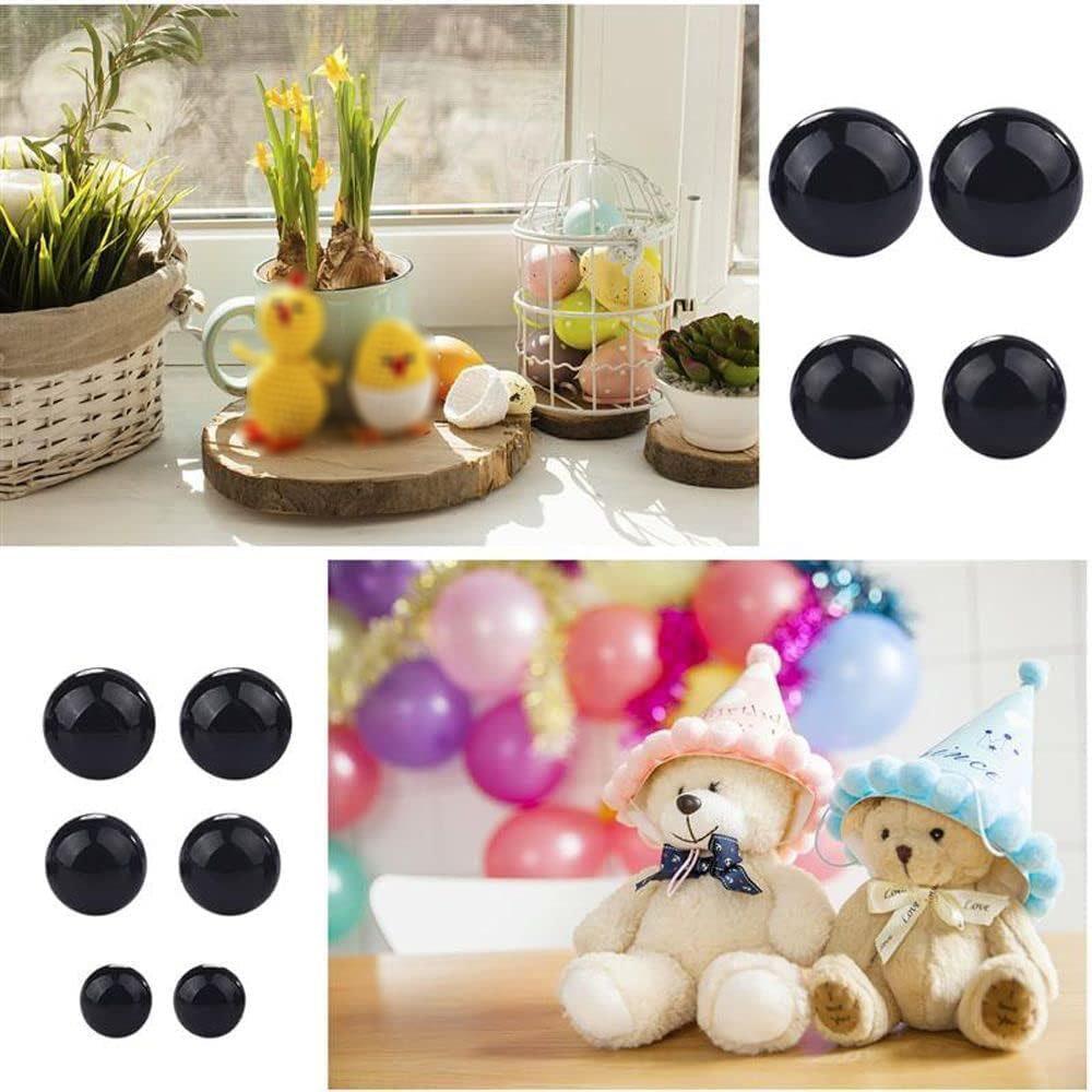 200pcs/box Black Cute Doll Eyes Set with Washers Eyes Noses For Doll Making Stuffed Animals Felt Needle Accessories