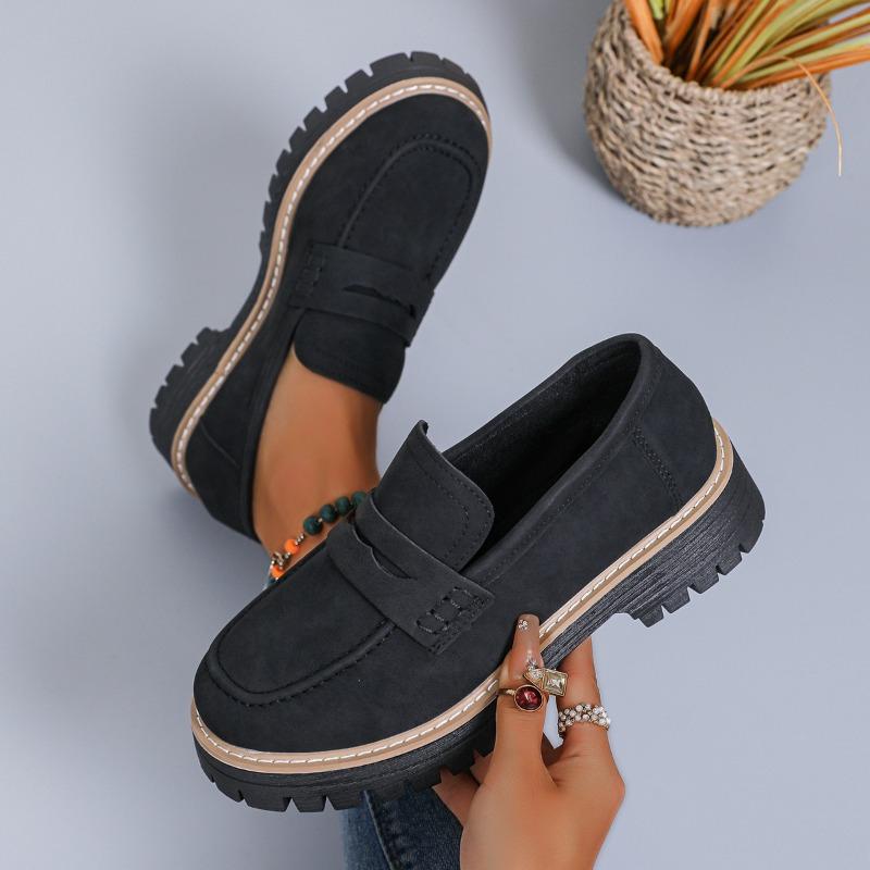 Low-top Single Shoe Women's 2025 Autumn New Muffin Thick-heeled British Loafers