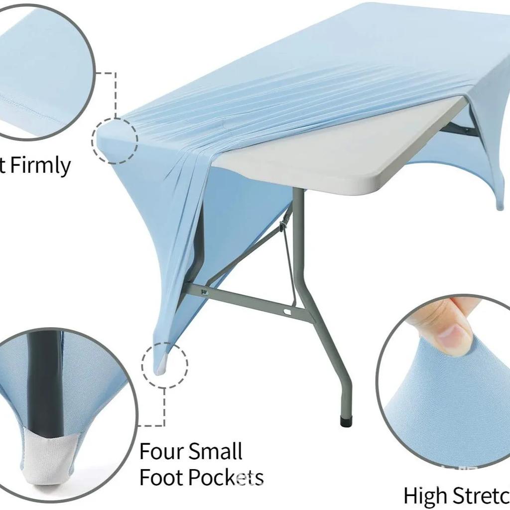 2 Pcs Spandex Table Cover for Standard Folding Tables Universal Rectangle Fitted Tablecloth Protector Wedding Banquet and Party