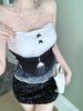 #Summer new sweet and spicy lace hem splicing tube top slim and thin women's fixed top with chest pad