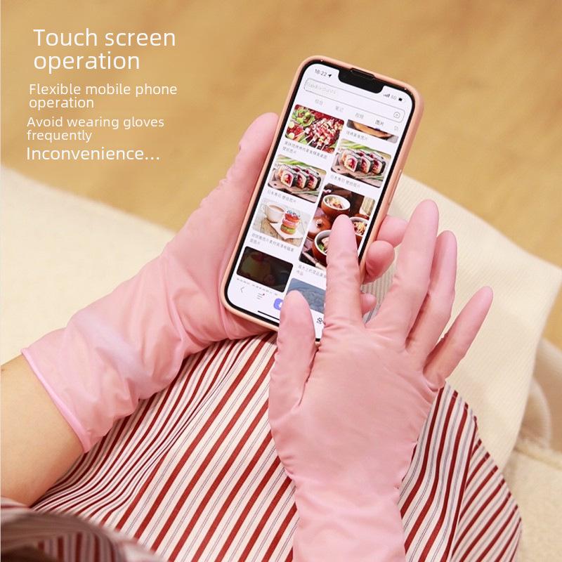 Strapazierfähige Nitril-Spülhandschuhe für Damen - Lebensmittelqualität, verdickt, ideal für Küchen- und Hausarbeitenreinigung