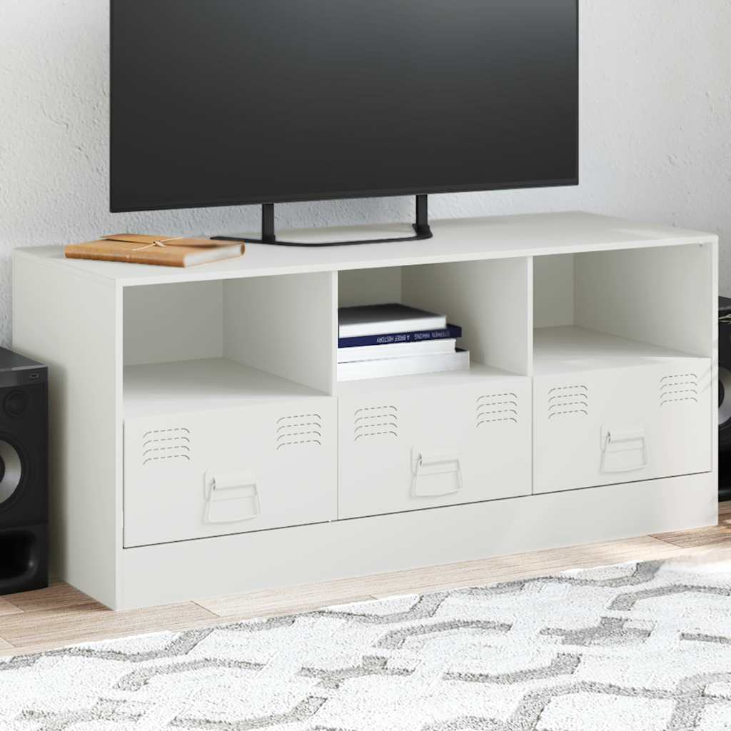 Vidaxl Szafka Pod Telewizor, Biała, 99X39X44 Cm, Stalowa