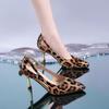 Frühling und Herbst Sexy Mode Leopardenmuster Modell High Heels Spitzschuh Stiletto Trendy Laufsteg Damen Neue Einzelne Schuhe