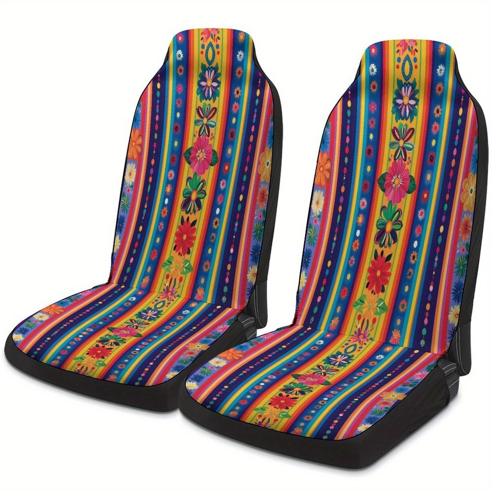 Colorful Floral Stripes Designed Car Seat