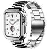 TPU Protector Case+Metal Strap For Apple Watch Ultra Band 49mm 45/44mm 41mm 40/38 Stainless steel Bracelet series 3 5 6 se 7 8 9