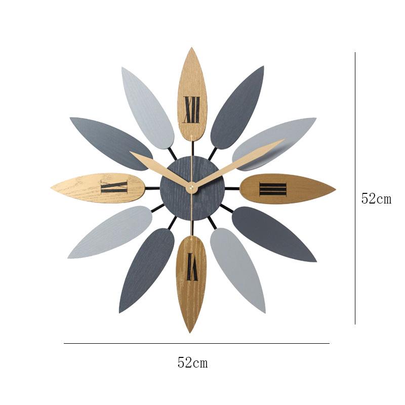 

Light Luxury Wooden Wall Clock, Creative Living Room Clock, Leaf Wall Clock, Simple Bedroom Clock белый