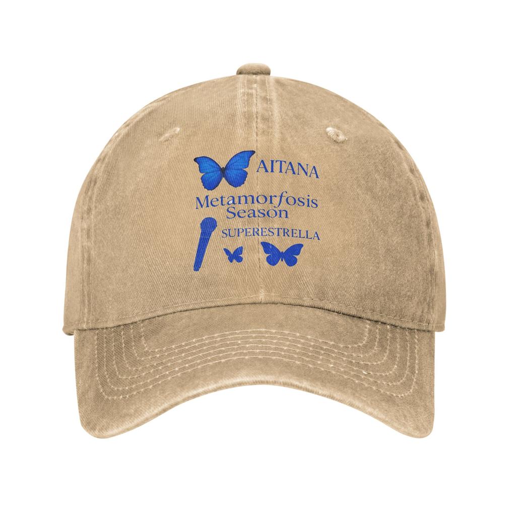 2026 Washed Baseball Cap Butterfly Aitanas Spanish Singer Summer Hip Hop Hats For Unisex-Teens Cool Hiking Fishing Sun Snapback