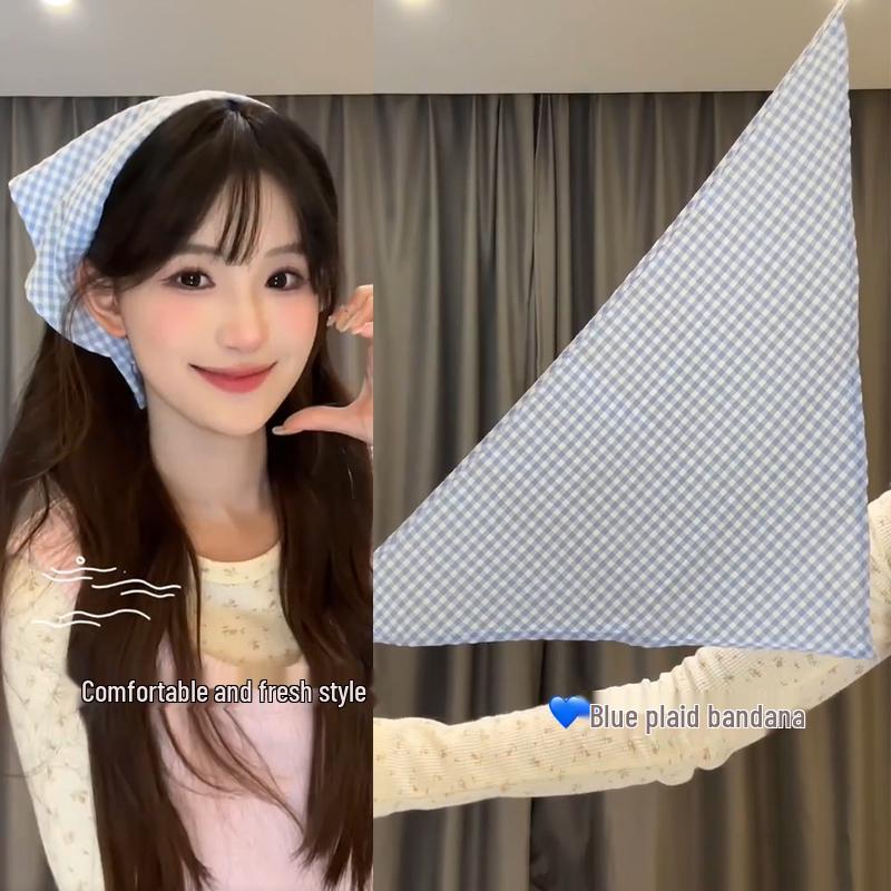 Women's Summer Silk Headscarf & Hair Tie - Pastoral French Seaside Style