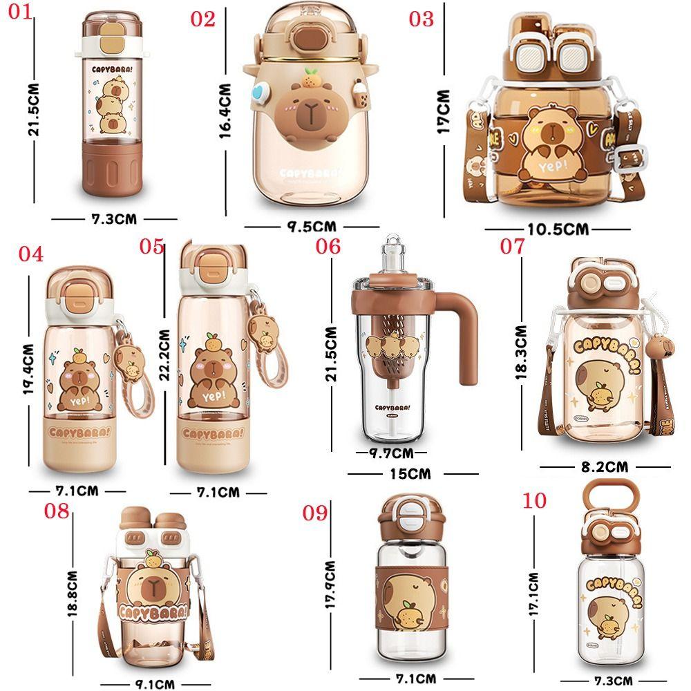 Cartoon Capybara Water Bottle Plastic Outdoor Beverage Cup Cute Straw Cup