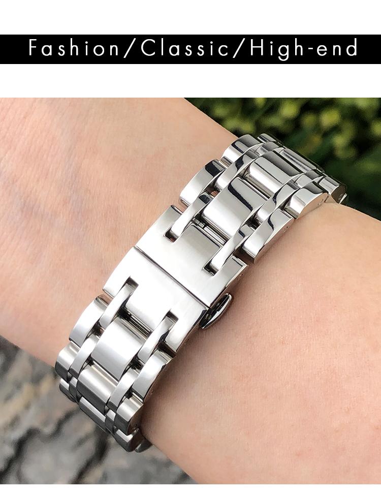 15mm 17mm 316L Stainless Steel Watchband Fit for Longines DolceVita L5.512/L5.255 Series Silver Rose Gold Watch Strap Tool