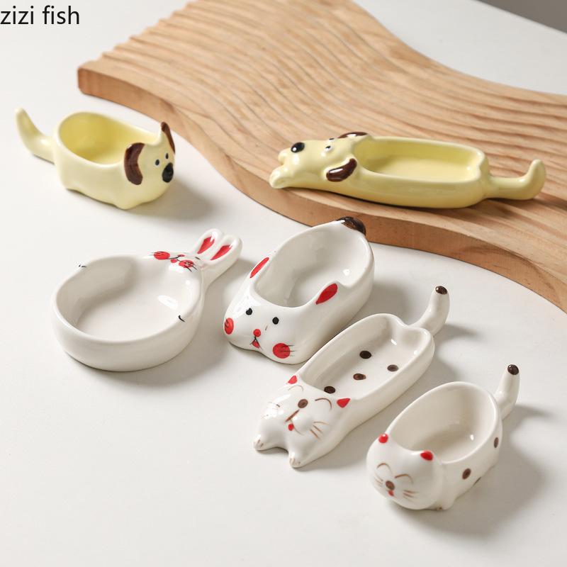 Cartoon Animal Sauce Dish Ceramic Bowl Chopstick Holder Snack Bowl Seasoning Dishes Dipping Dish Dessert Plate Gravy Boats Tray