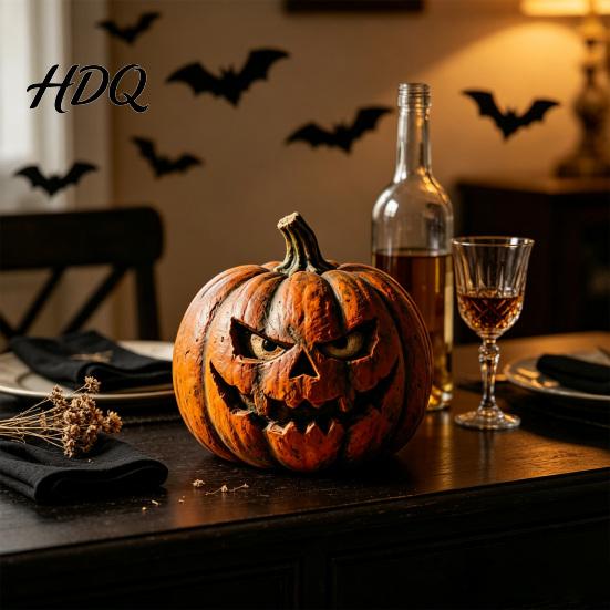 Dekorative Feiertags-Kürbis-Bastelarbeiten Halloween Holzfigur Rustikales Gruseliges Ornament Herbststil Heimdeko-Artikel Tischmittelstück für