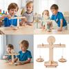 Wooden Math Balance Scale Educational Toy for Kids Building Skills Learning Addition Subtraction Weight Comparison