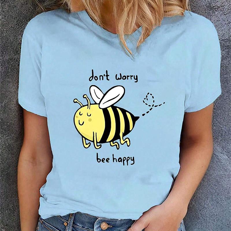 Fashion Women Animals Butterflies Bees Print T Shirt Funny Casual O-neck Short Sleeves T-shirt Summer Female Tee Shirt