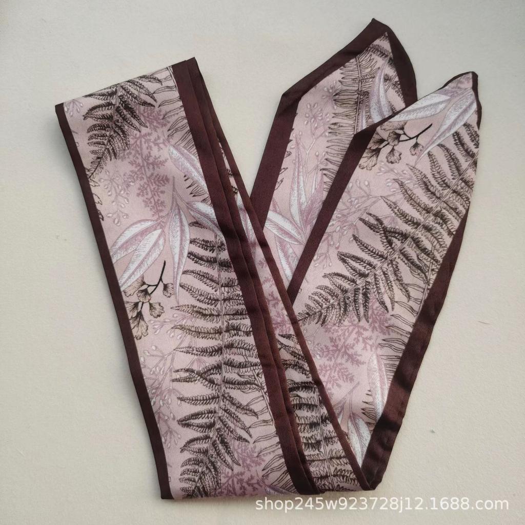 Small White And Tender Green Silk Scarf For Women, Thin Streamer, Headband, Hair Tie, Bag Decoration Long