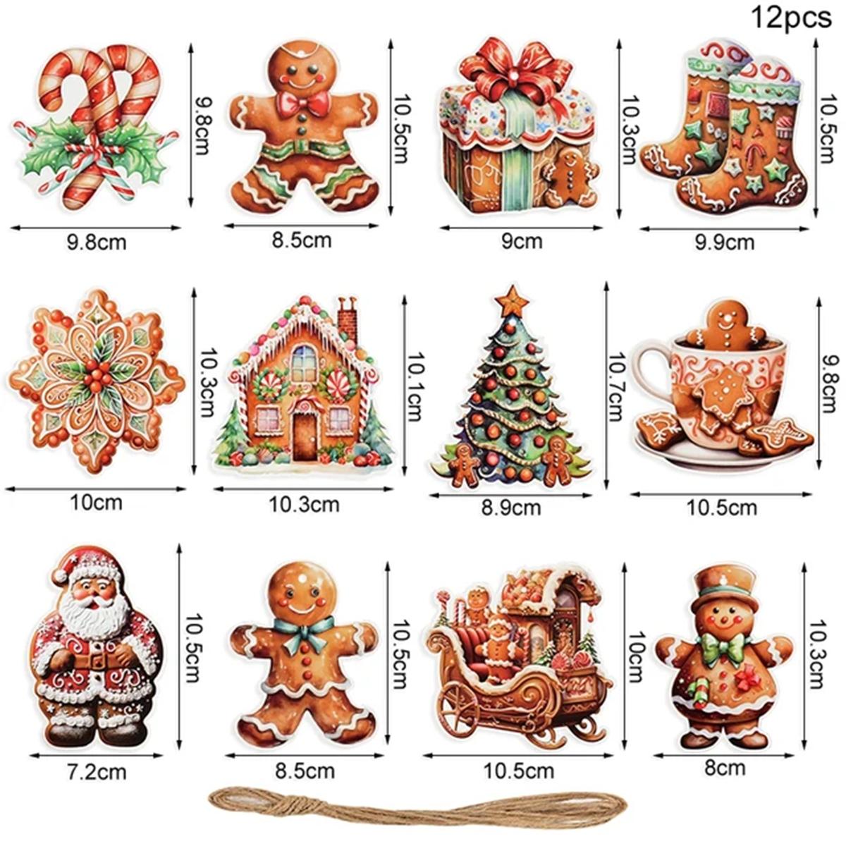 

12Pcs Gingerbread Man Christmas Tree Ornaments Santa Paper Hanging Pendant Christmas Decorations for Home 2026 New Year 2026