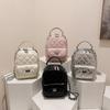 Zaino Piccola Borsa a Tracolla Trapuntata Colore Unito alla Moda Catena Spalla Pelle PU per Ragazze Pendolarismo Quotidiano Daypack