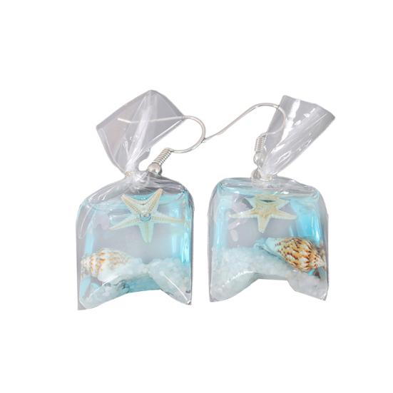

Прекрасный прозрачный пакет из смолы, морская звезда, сухой цветок, серьги-крючки для девочек, декор Sea Star