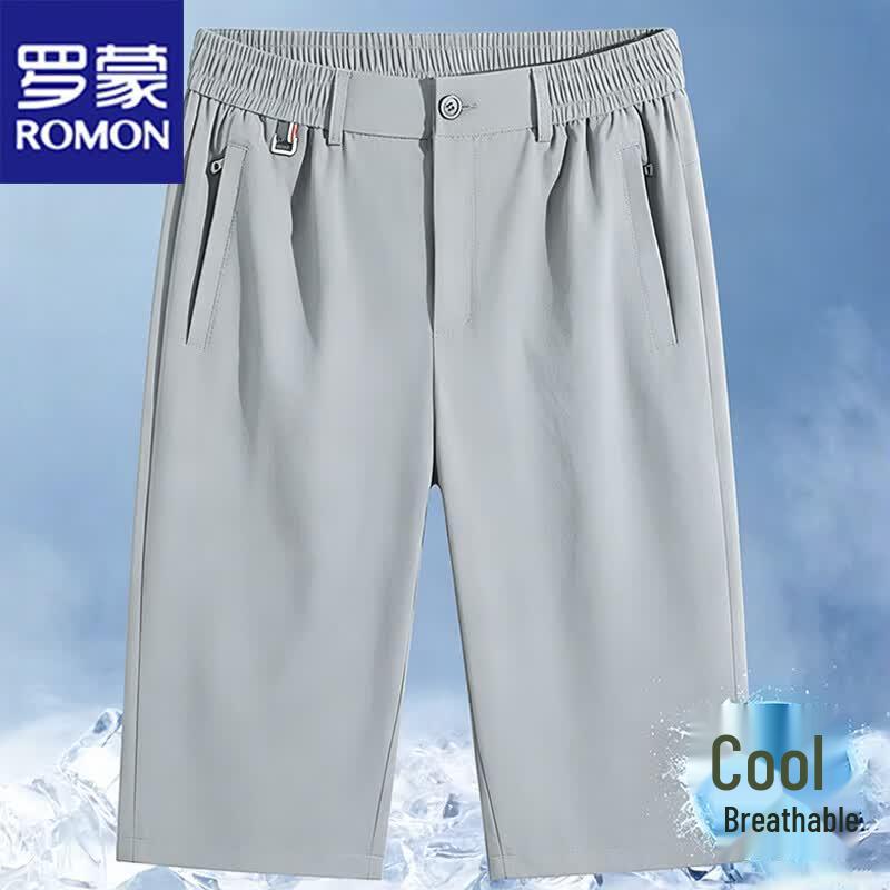 Men s Ice Silk Quick-Dry Casual Seven-Point Pants 5XL