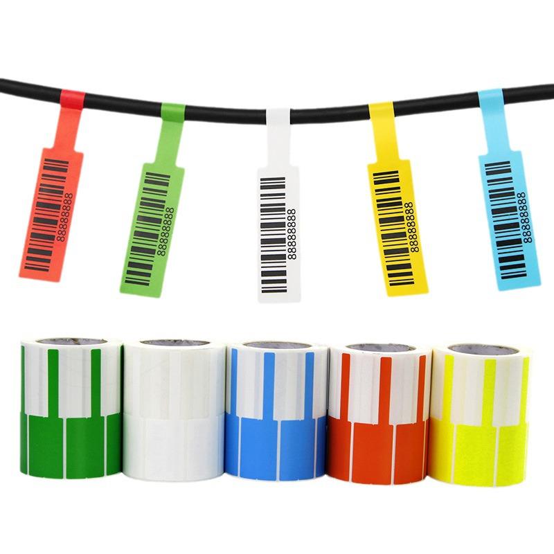 P-Type Color Self-Adhesive Cable Labels, 84x26mm & 70x24mm, Synthetic Paper for Network and Power Cords